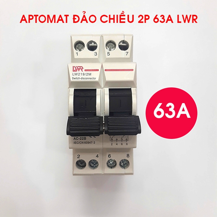 [NEW] Cầu dao đảo chiều 2P 63A LWR-aptomat đảo chiều- bộ chuyển đổi 2 nguồn điện- cb đảo chiều - HKS