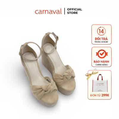 Sandal Nữ Carnaval Đế Xuồng Cao 11cm Thiết Kế Nơ Nữ Tính, Êm Chân, Đi Chơi, Đi Biển, Du Lịch - VS194