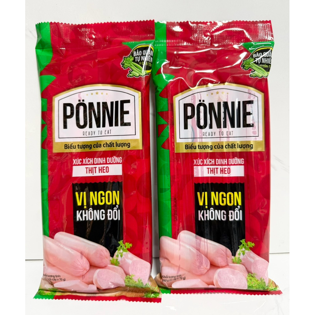 Combo 3/5/10/15 gói Xúc xích Dinh Dưỡng Ponnie Thit heo bảo quản tự nhiên từ cần tây 280g (4 cây x 7