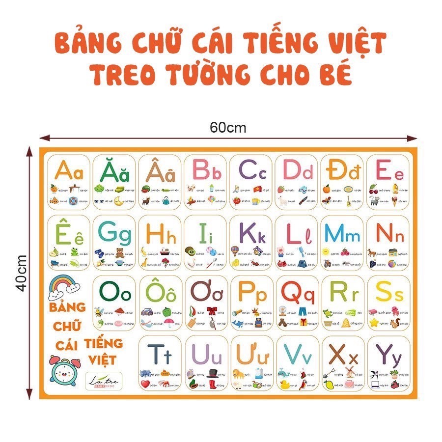 Bảng chữ cái bảng số bảng tiếng anh cho bé poster treo tường chữ số 40x60cm giúp bé nhận biết sớm (không có keo dính)