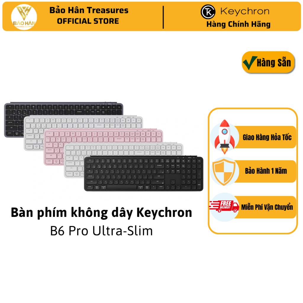 Bàn phím vi tính Keychron B6P-K8 B6 Pro Ivory White - Hàng Chính Hãng