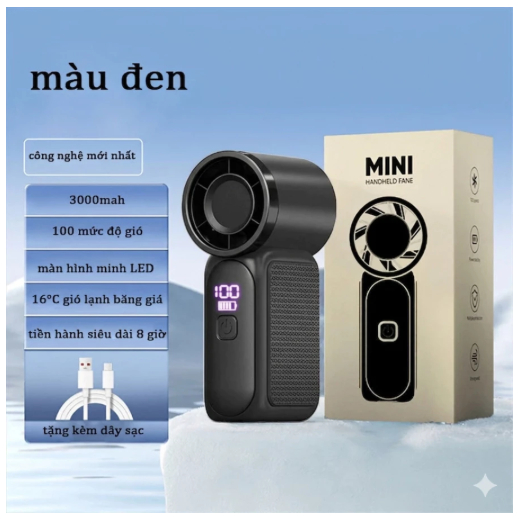 Quạt Cầm Tay Mini X688 Quạt Tích Điện Pin 3000mAh Sạc USB 100 Cấp Độ Gió Kèm Dây Sạc Và Dây Đeo | BigBuy360 - bigbuy360.vn