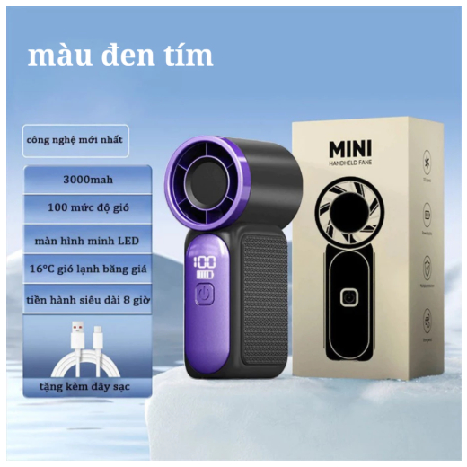 Quạt Cầm Tay Mini X688 Quạt Tích Điện Pin 3000mAh Sạc USB 100 Cấp Độ Gió Kèm Dây Sạc Và Dây Đeo | BigBuy360 - bigbuy360.vn