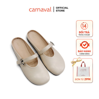 Dép Sục Nữ Carnaval Bít Mũi Quai Ngang Khóa Kim Loại, Dép Mule Nữ Đế Thấp Thanh Lịch - VS199