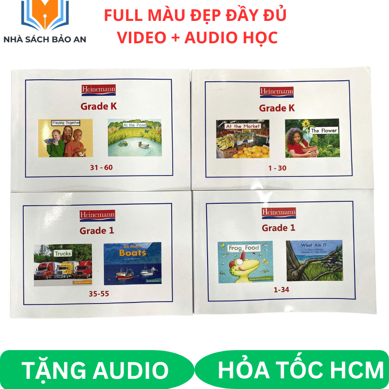 Sách - HEINEMANN GRADE 1 và grade k tron bộ 4 cuốn in màu đẹp tặng audio + video