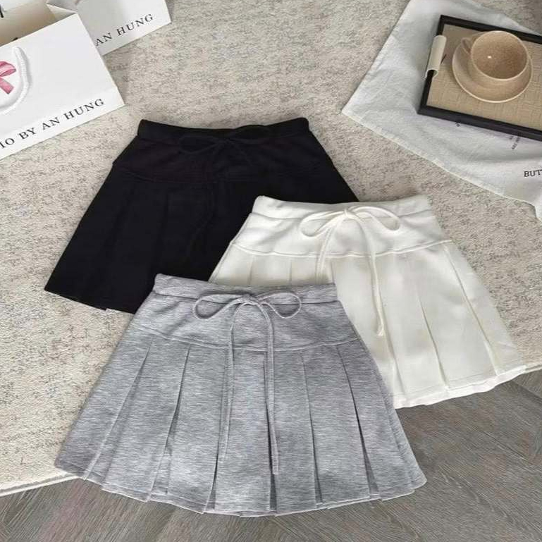 Chân Váy Ngắn Xếp Ly To FMSTYLE  Lưng Chun Dây Rút – Dáng Xòe Ulzzang Hàn Quốc Có Quần 26010906