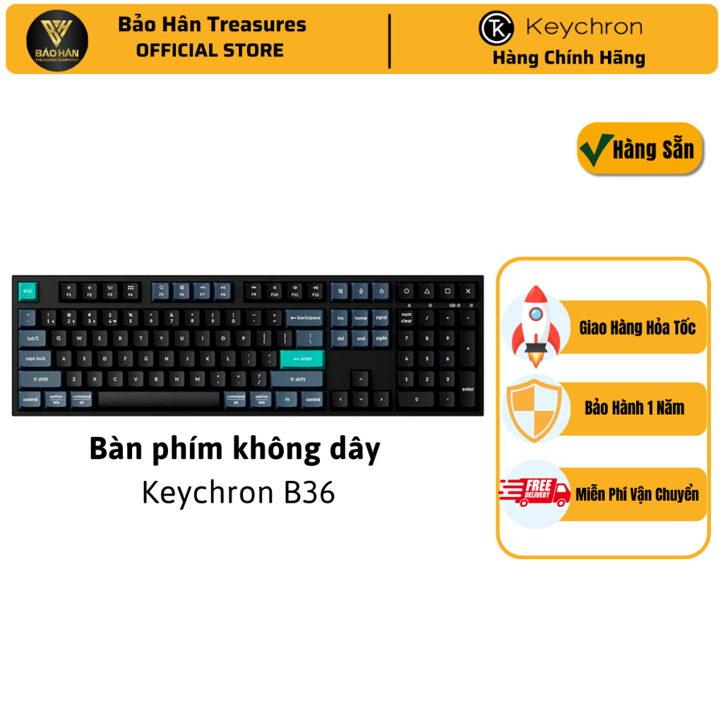 Bàn phím không dây Keychron B36 - Keychron scissor switch - Hàng Chính Hãng