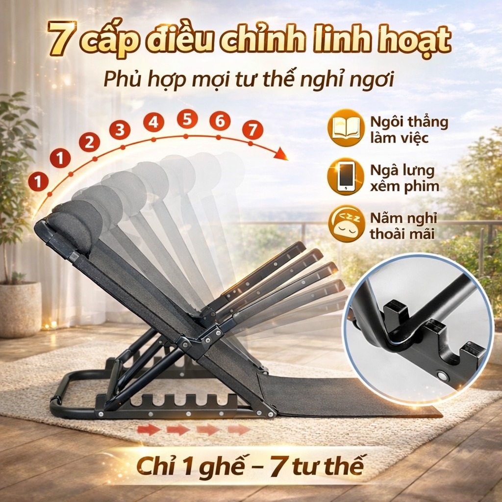 Khung tựa lưng trên giường cho người già, ghế nằm gấp gọn, đệm sofa trên giường tựa lưng | BigBuy360 - bigbuy360.vn
