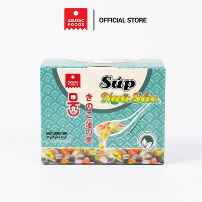 Súp ngũ sắc Asuzac ăn liền hộp 30 g (10 g x 3 gói) - Viên súp sấy thăng hoa