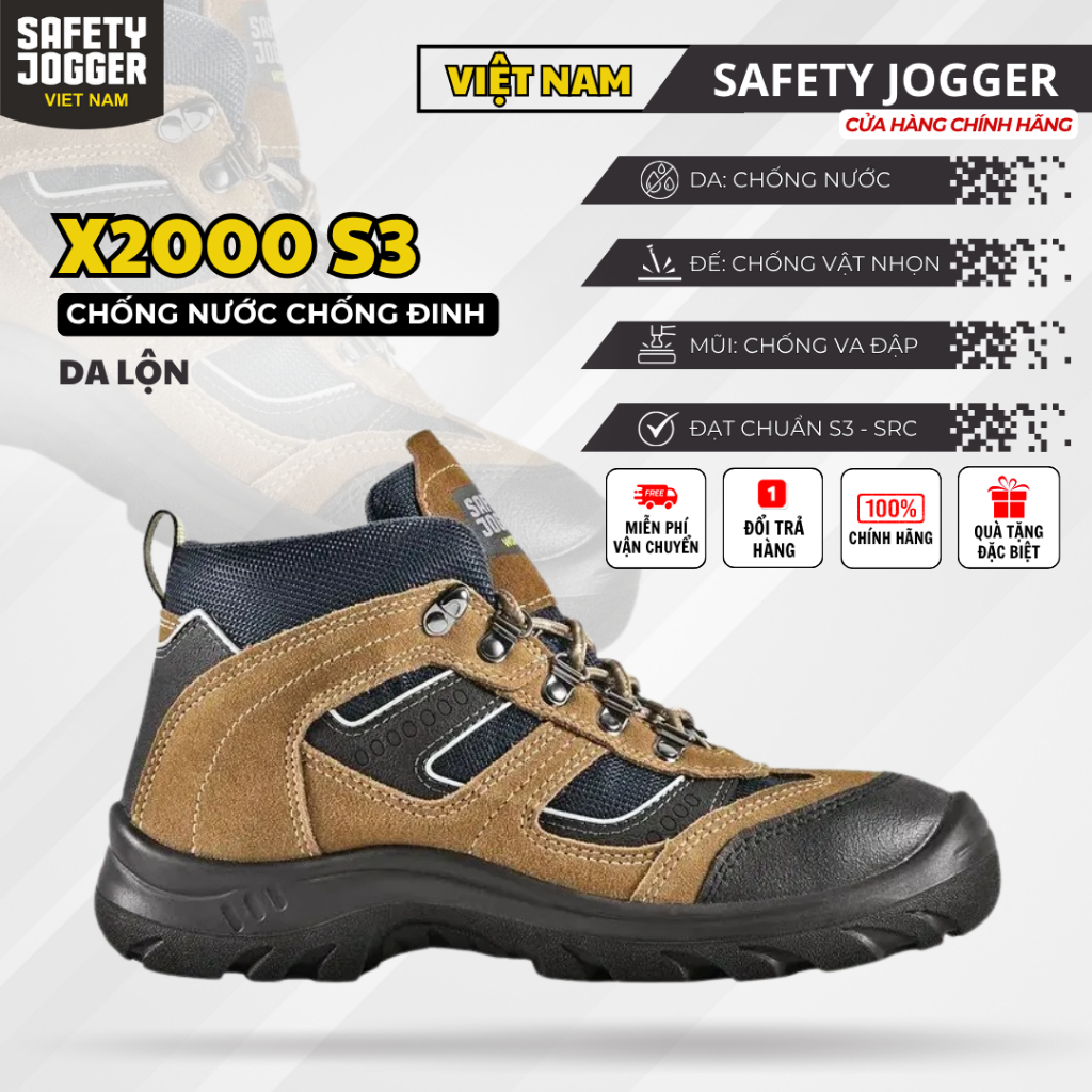 [SAFETY JOGGER] Giày Bảo Hộ Safety Jogger X2000 SRC Chống Nước & Trơn Trượt Dầu Đế Chống Đinh Va Đập