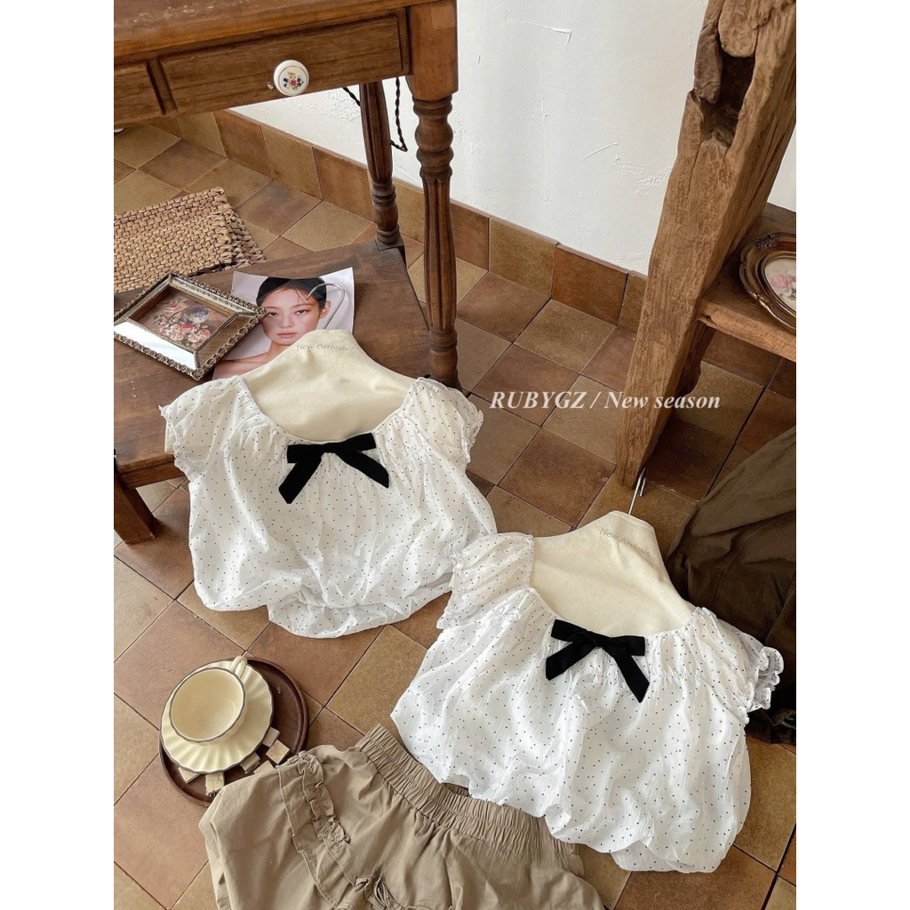 Áo bí cộc tay phối nơ NOMA Studio