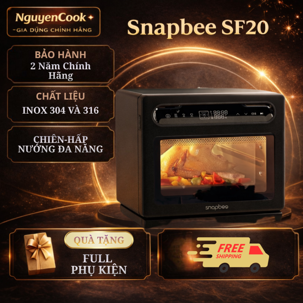 Nồi Chiên Hấp Đa Năng SnapBee SF20 PRO –20L–Inox 304 và 316 cao cấp – Full phụ kiện – Bảo hành 2 năm