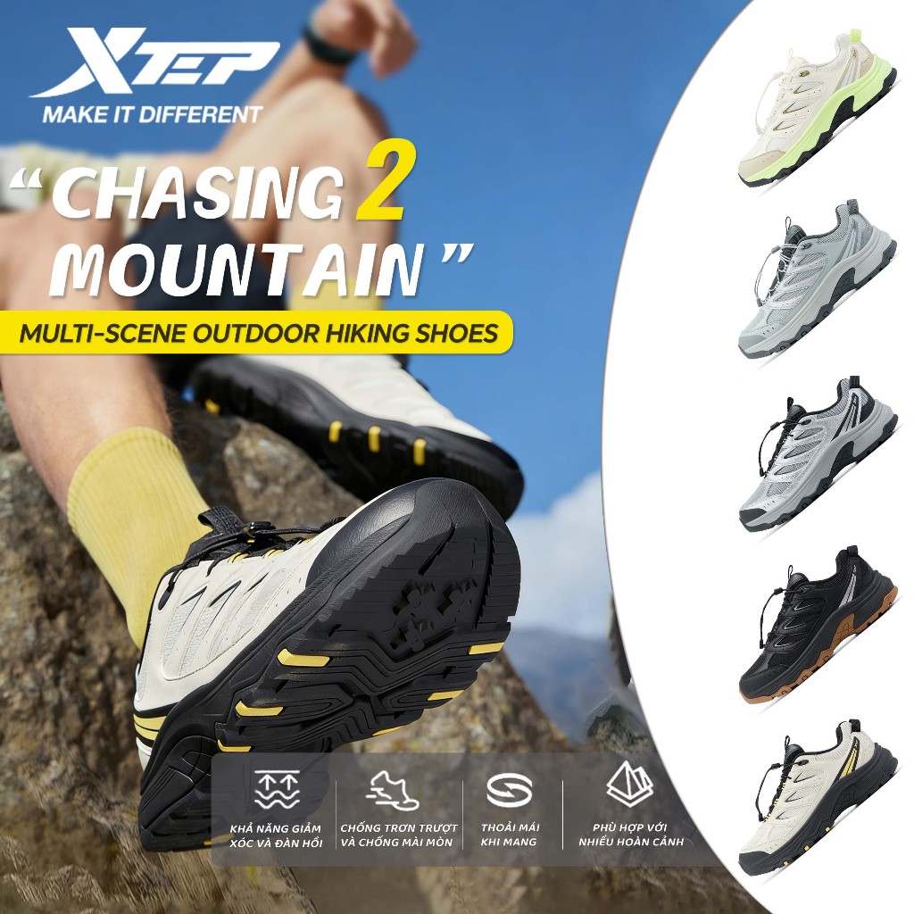 XTEP Chasing Mountain 2.0 Giày đi bộ đường dài ngoài trời mùa hè cho nam, chống mòn, chống trượt, th