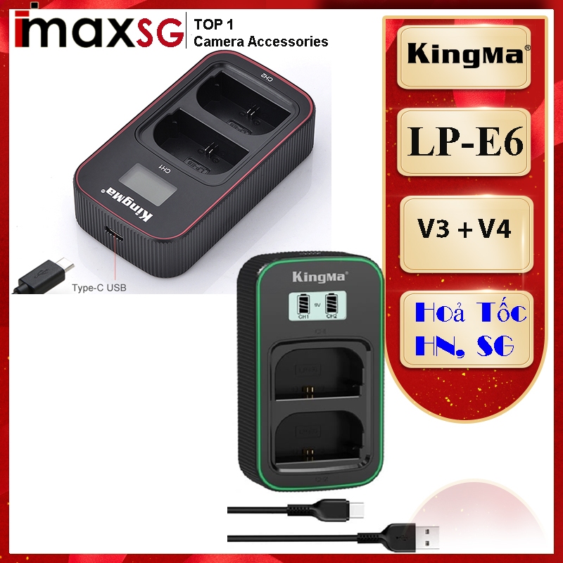 SẠC ĐÔI KINGMA FOR MÁY ẢNH LP-E6/E6N/E6NH ( SẠC NHANH VÀ SẠC CHẬM)