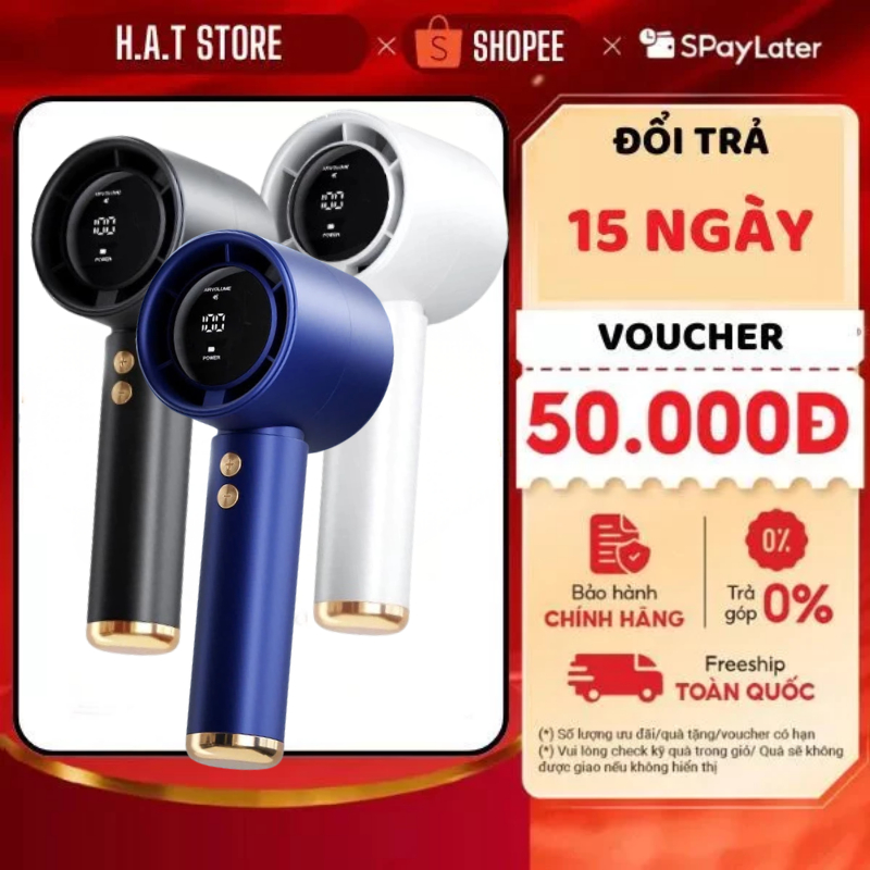 Quạt mini cầm tay M2 5000mAh di động gió mạnh 100 tốc độ turbo phản lực màn hình hiển thị pin