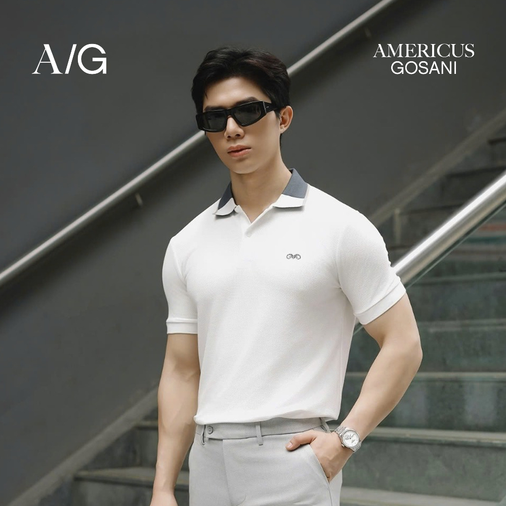 AG96 Áo Polo Americus Gosani Phối Viền Cổ Màu Be