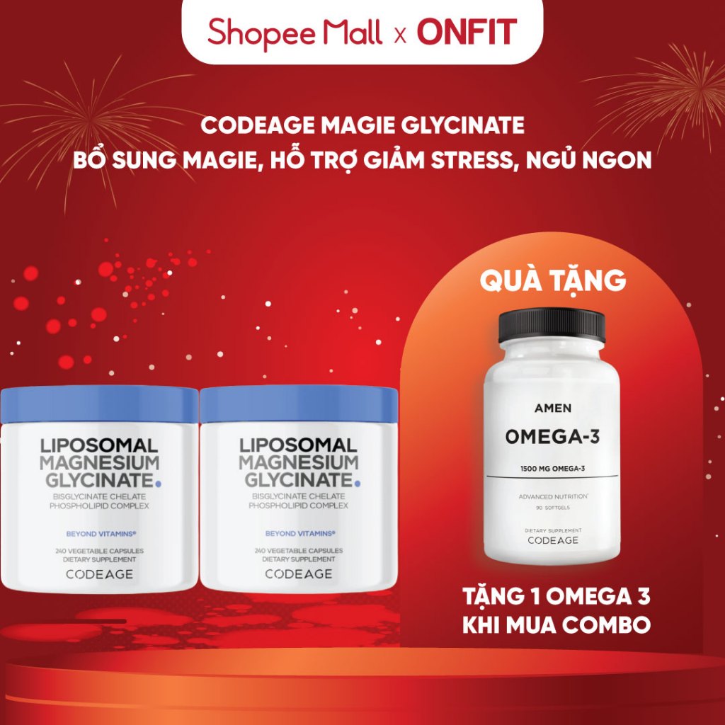 Viên Uống Bổ Sung Magie Codeage Liposomal Magnesium (240 Viên) Hỗ Trợ Giảm Stress, Ngủ Ngon | ONFIT