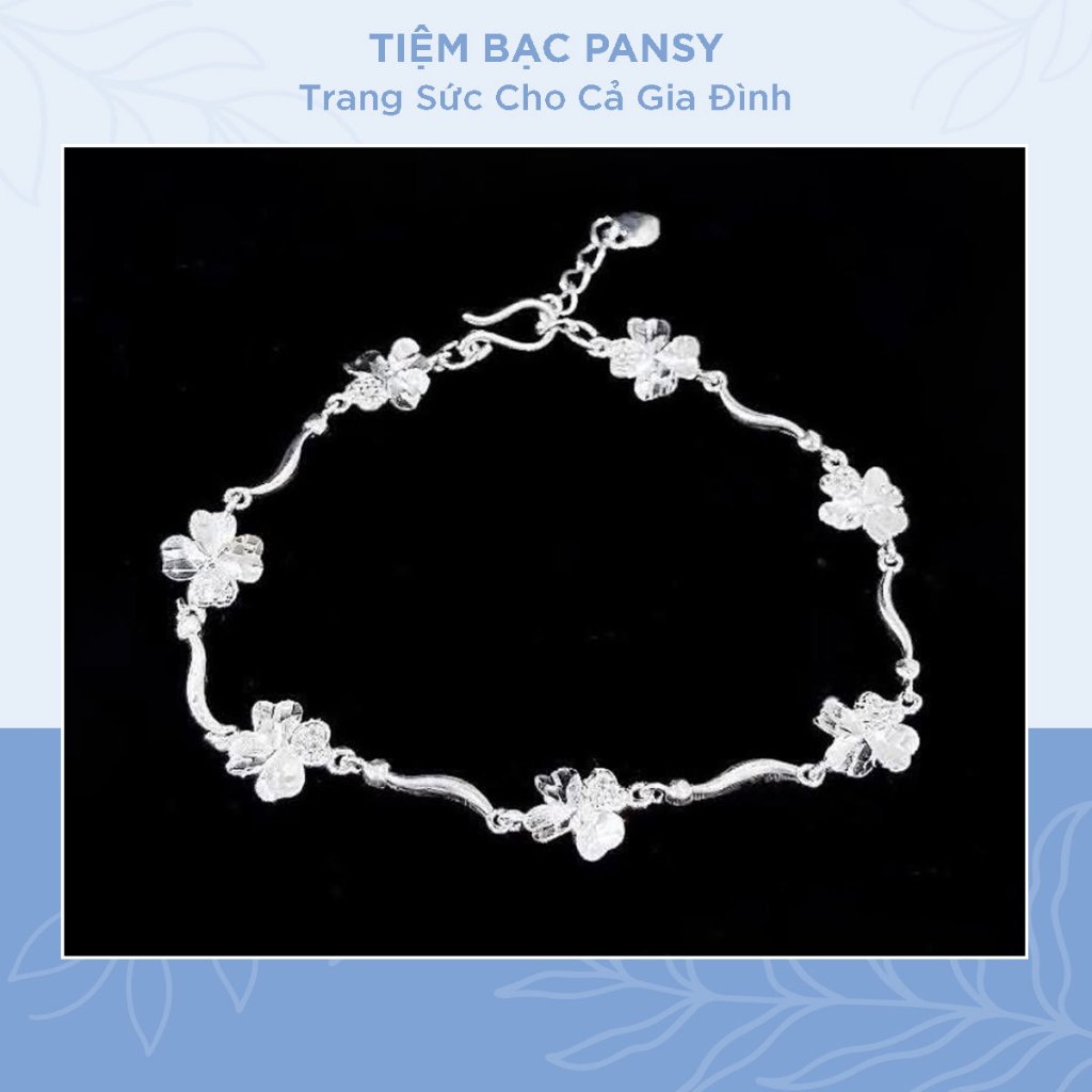 Lắc tay bạc nữ hình cỏ 4 lá cánh tim xinh xắn - TIỆM BẠC PANSY