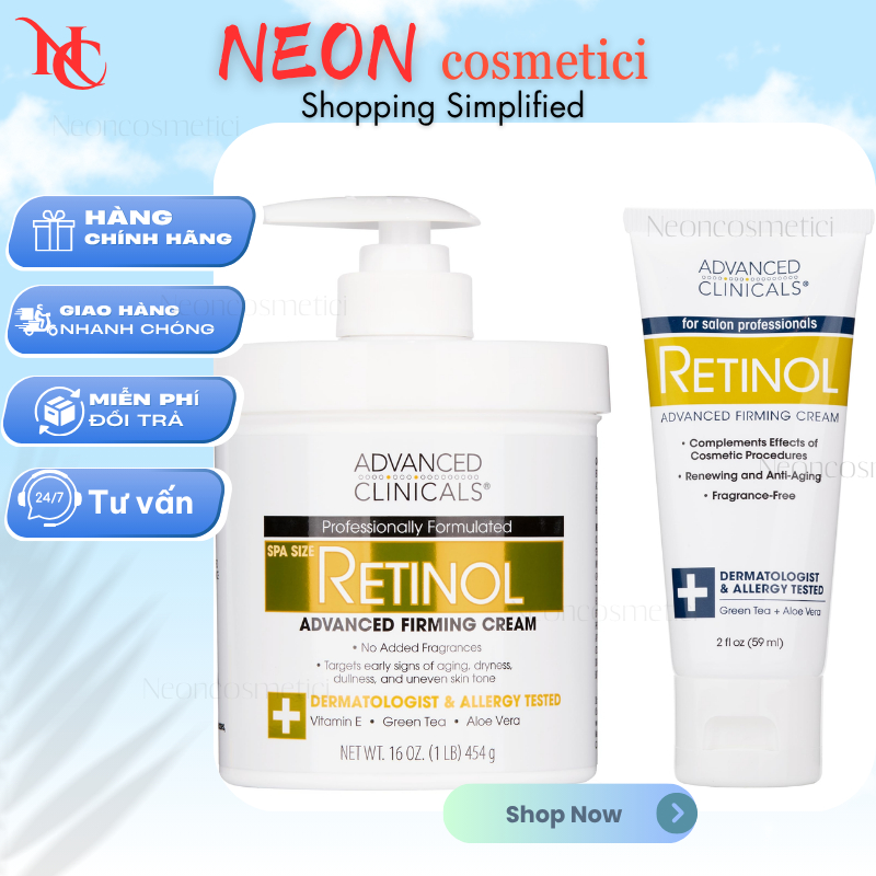 Kem Dưỡng Thể Advanced Clinicals Retinol Body Lotion & Face Hỗ Trợ Mờ Nếp Nhăn và Săn Chắc Da 59g/45