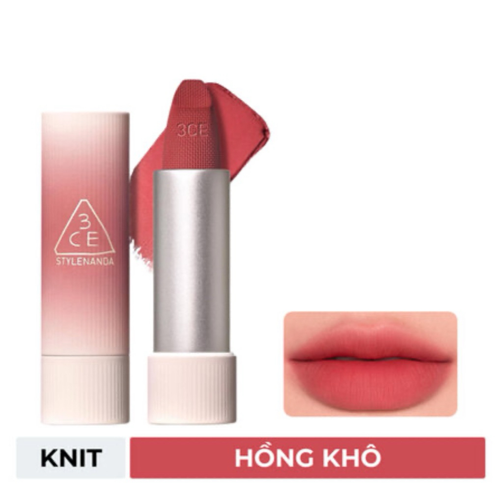 Son Thỏi 3CE Mềm Môi 07 Knit - Hồng Khô 3.5g
