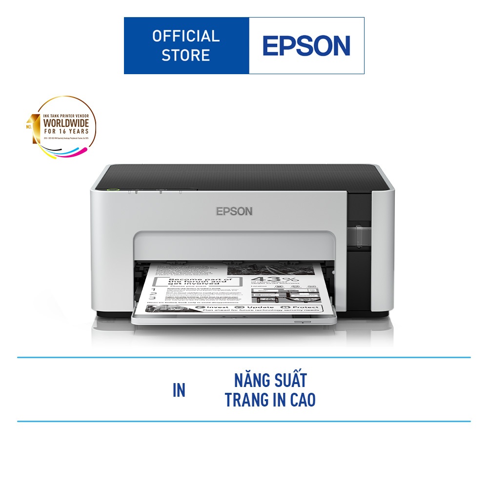 Máy In Phun Đen Trắng Epson EcoTank M1100 Sử Dụng Mực Năng Suất Trang Cao Tiết Kiệm Chi Phí