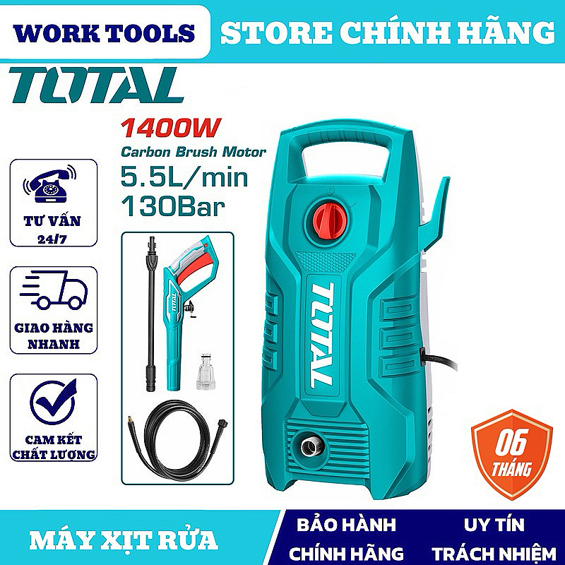 TOTAL Máy Xịt Rửa 1300W TGT11316 DÂY ĐỒNG