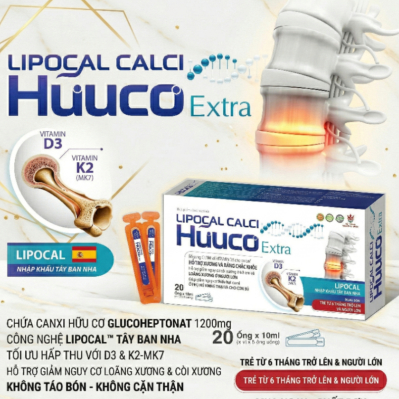 Canxi sinh học LIPOCAL Canxi hữu cơ kết hợp giúp hấp thu tối đa không gây nóng, không gây cặn thận, 