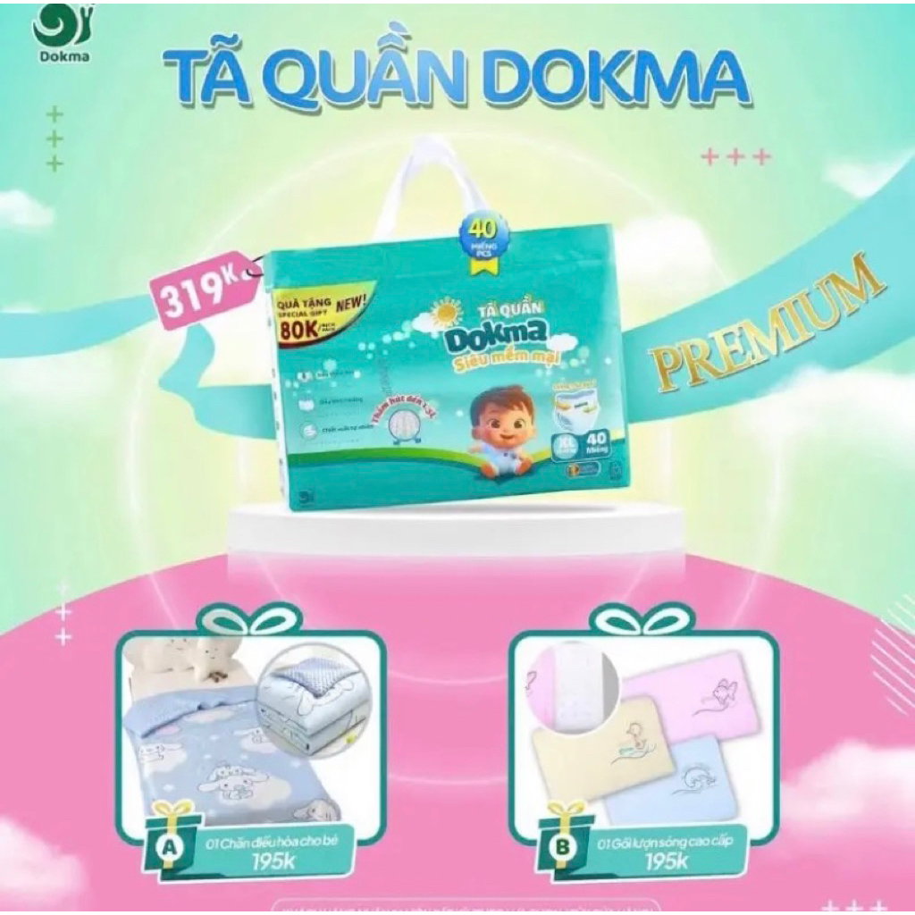 Bỉm Dokma premium cao cấp - Tã dán/quần có đủ size từ newbon tới XXL quần cho bé