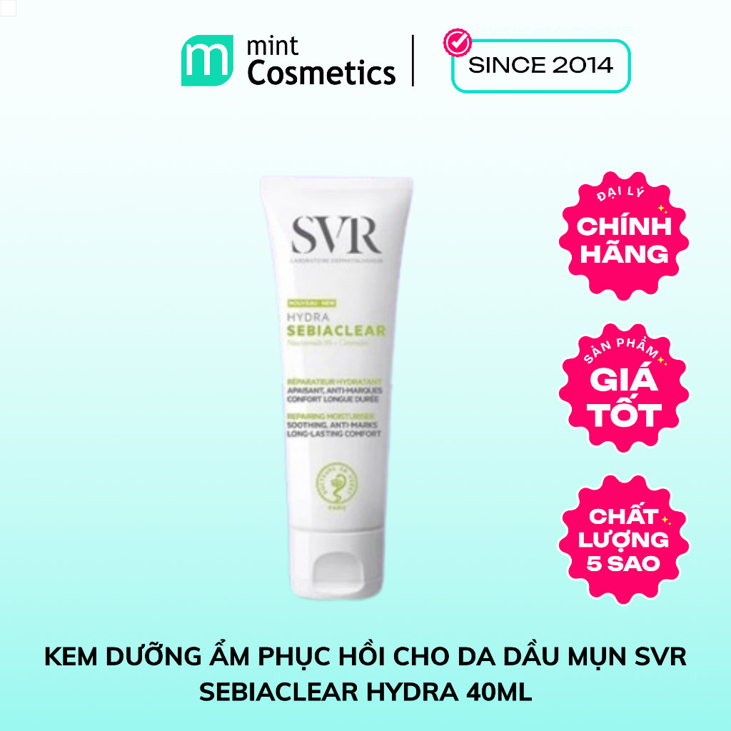 Kem dưỡng ẩm phục hồi cho da dầu mụn SVR Sebiaclear Hydra 40ml