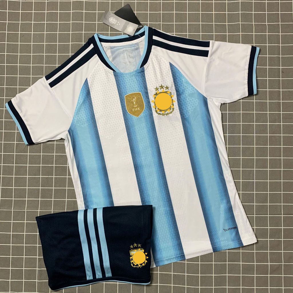 Bộ Quần Áo Bóng Đá Argentina , Áo Đá Banh Argentina in Messi 2026 - Chuẩn Mẫu Thi Đấu - Vải Polyeste