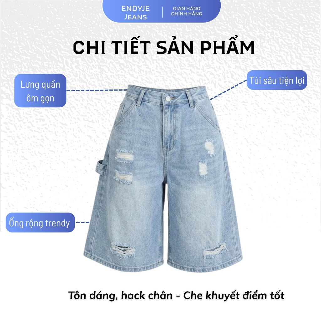 Quần jeans lửng nữ ống rộng lưng cao cào rách, quần bò unisex phong cách thời trang năng động ED19 | BigBuy360 - bigbuy360.vn