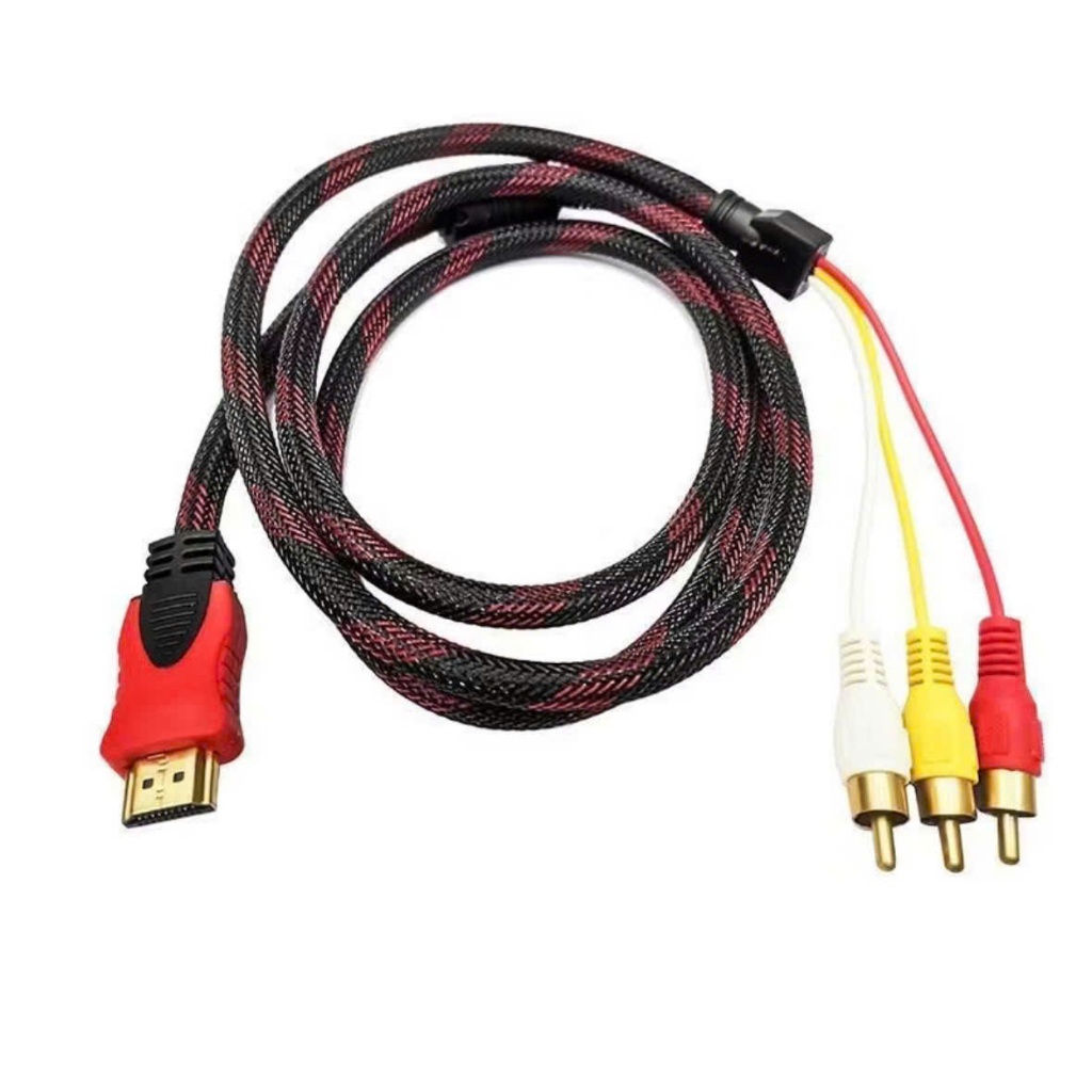 Cáp HDMI (đực) sang 3 đầu AV bọc lưới dài 1.5m (HDMI Male to 3 RCA Video Audio)