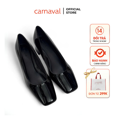 Giày Cao Gót Mũi Vuông Carnaval Sang Trọng 7 Phân Da Bóng Cao Cấp - VS67