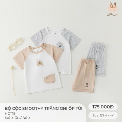 BỘ CỘC TAY VẢI SỢI TRE PHỐI THÂN [ SIÊU MỀM, MÁT, MỊN CO DÃN VÀ THẤM HÚT TỐT] SZ 6/9M - 4Y (HCT19)