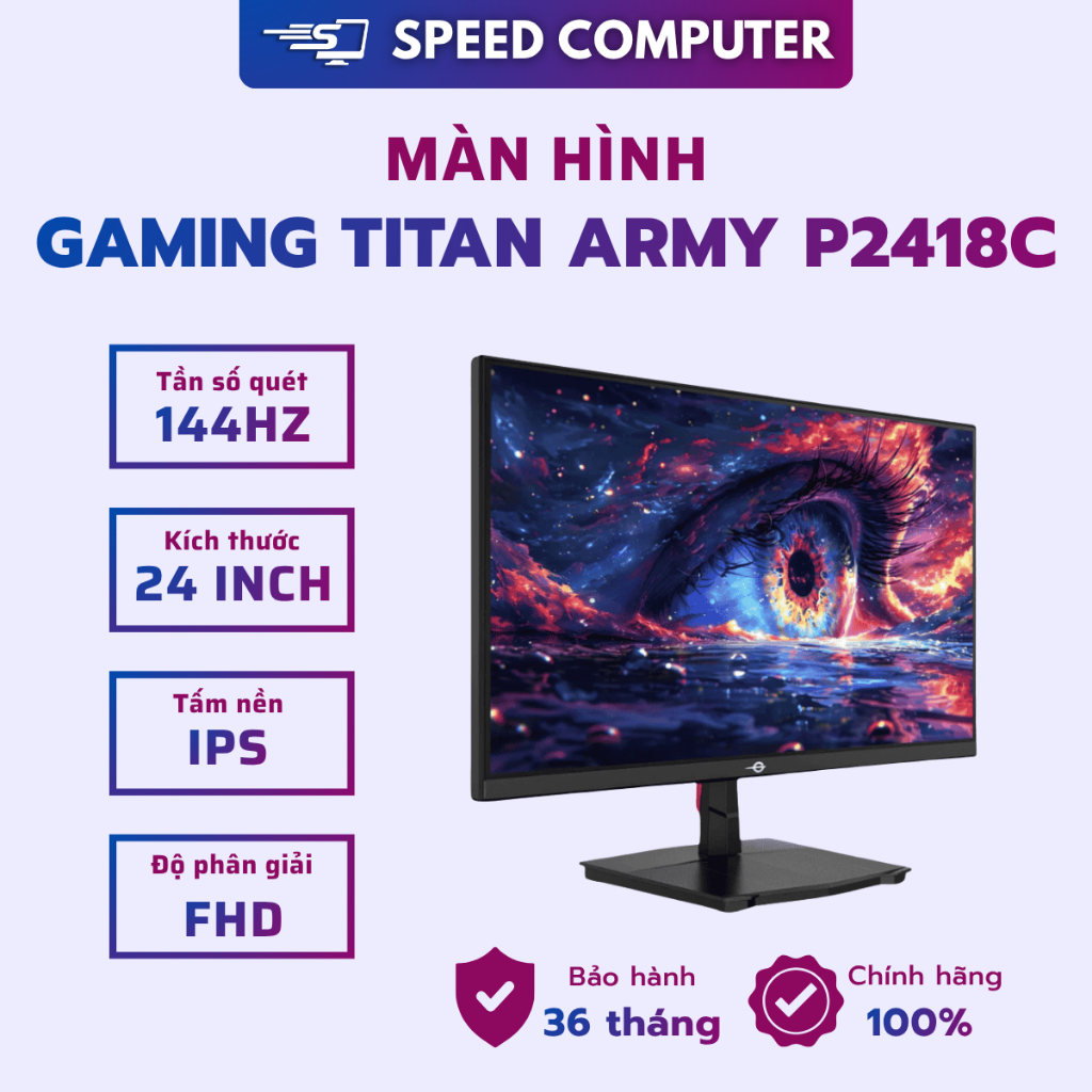 Màn Hình Gaming TITAN ARMY P2418C (FHD / 144HZ / IPS) Mới , Chính Hãng 100% . BH 36 tháng