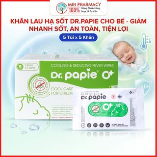 Khăn Lau Hạ Sốt Dr.Papie Cho Bé  ( 5 Túi x 5 Khăn ) - Giảm Nhanh Sốt, An Toàn, Tiện Lợi