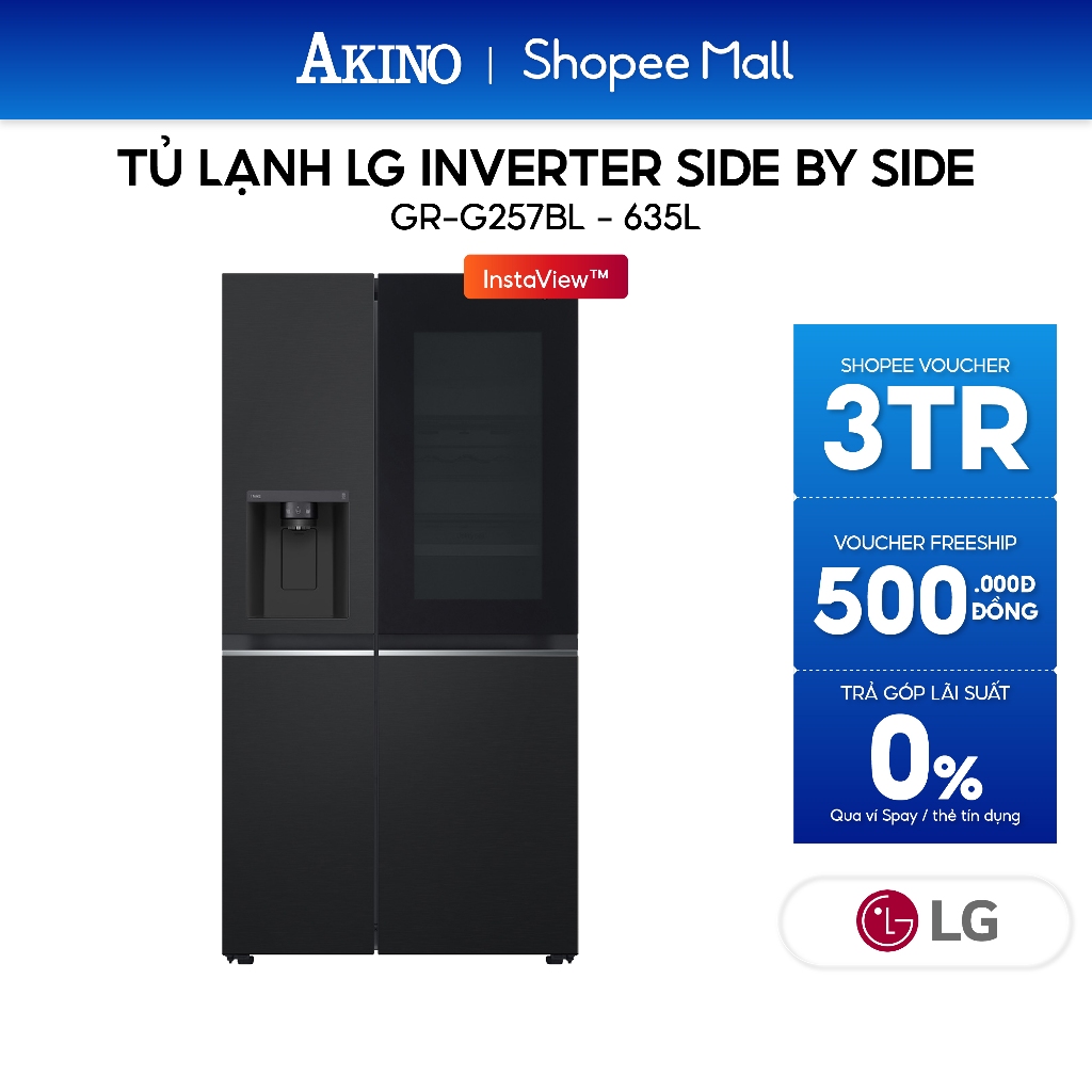 GR-G257BL | Tủ lạnh LG Inverter 635 lít Side By Side InstaView GR-G257BL - Bảo hành chính hãng