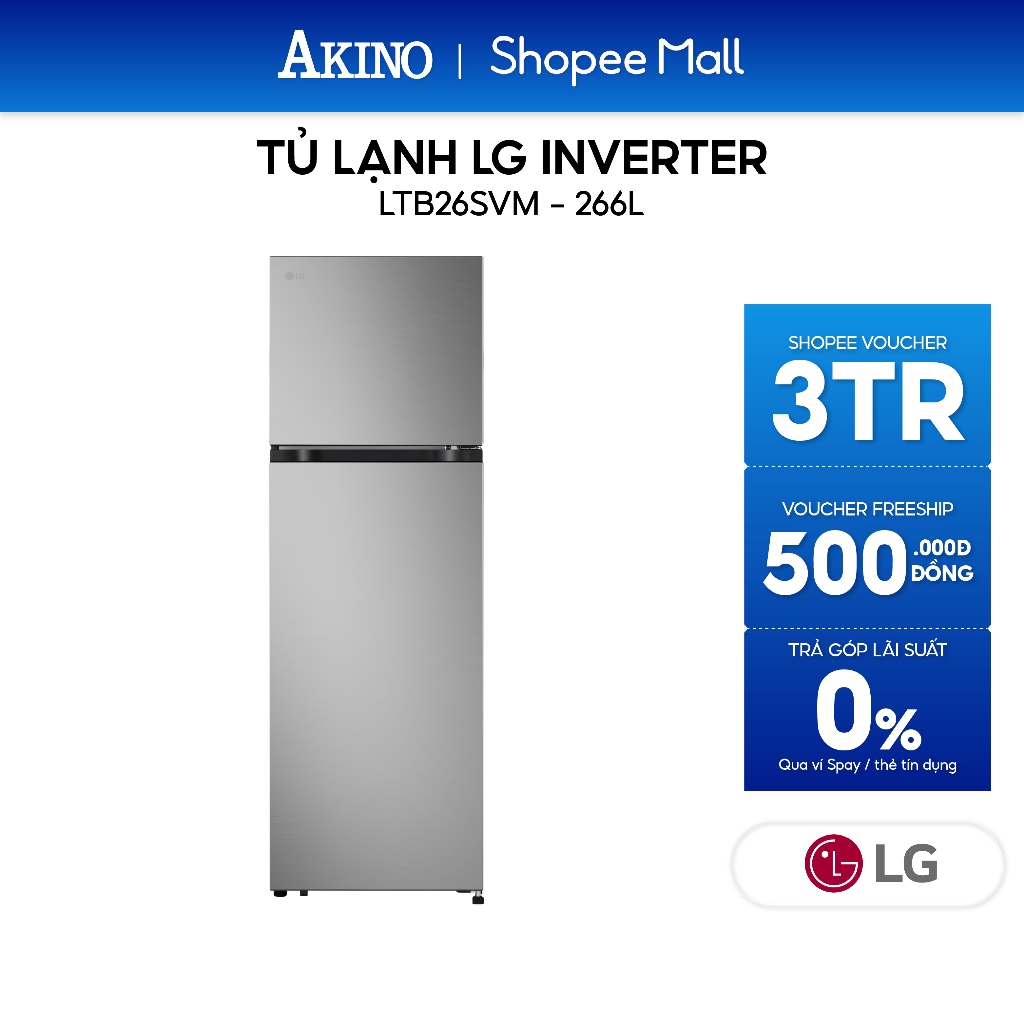 LTB26SVM | Tủ lạnh LG Inverter 266 lít LTB26SVM - Hàng chính hãng
