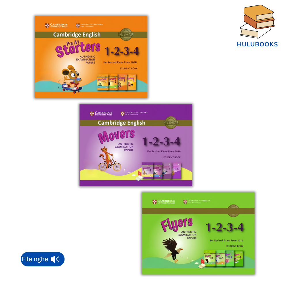 Sách - [Bản Gộp] CAM Starters - Flyers - Movers bộ 4 cuốn Authentic Examination 2018 - Tặng mp3