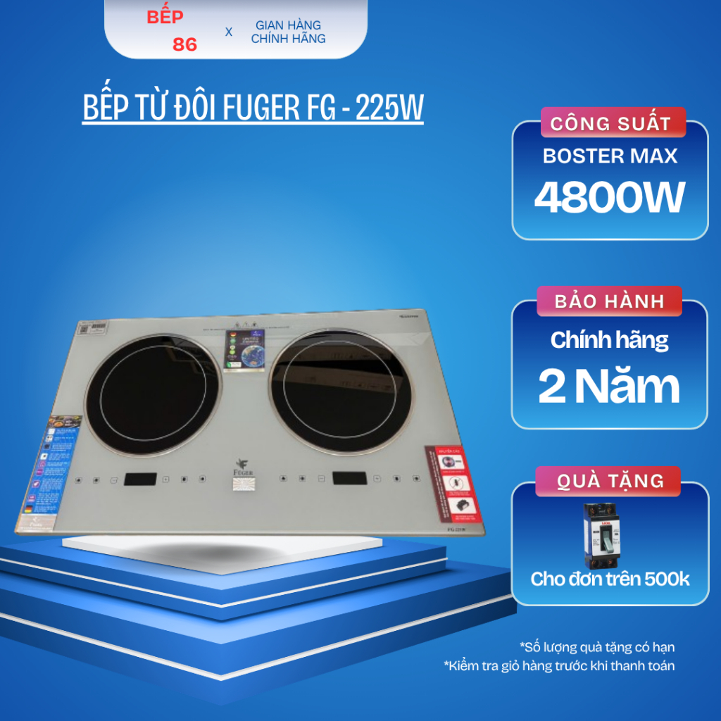 Bếp từ đôi FUGER 225W | Model 2026 | Công suất 4800W | Bảo hành 2 năm