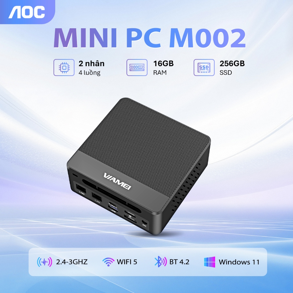 Mini PC M002 Intel Core i5 Gen 6 RAM 16GB SSD 256GB - Máy Tính Mini Nhỏ Gọn Windows 11 - Bảo hành 2 năm