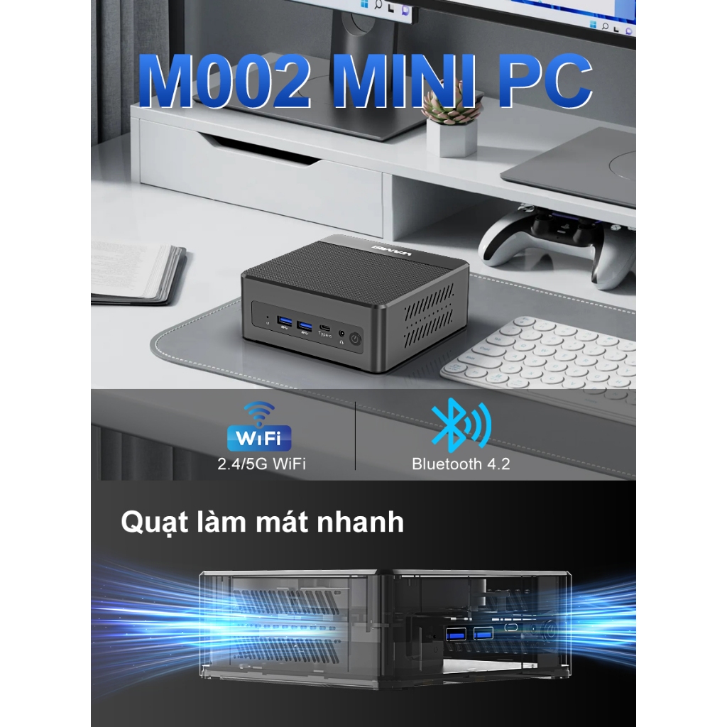 Mini PC M002 Intel Core i5 Gen 6 RAM 16GB SSD 256GB - Máy Tính Mini Nhỏ Gọn Windows 11 - Bảo hành 2 năm | BigBuy360 - bigbuy360.vn