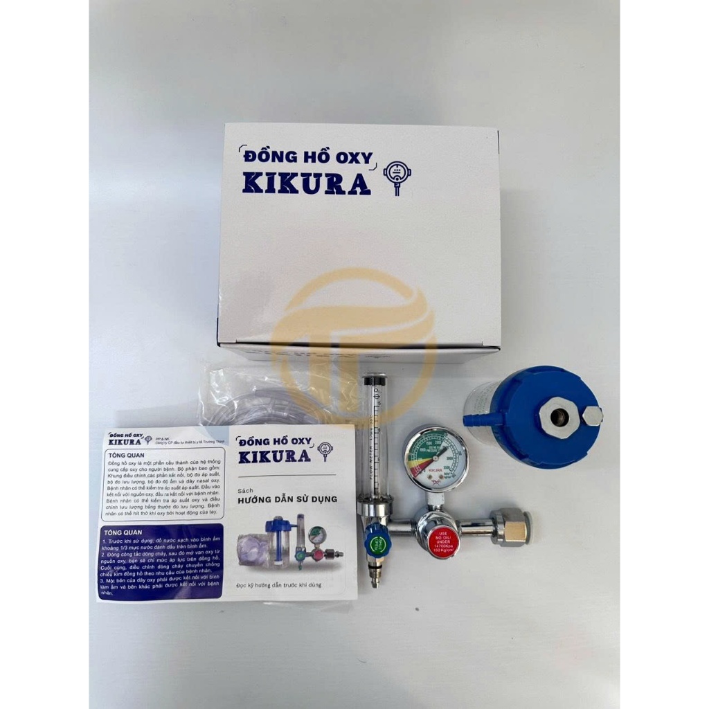 Đồng hồ oxy y tế Kikura dùng cho bình oxy 5L, 9L, 40L