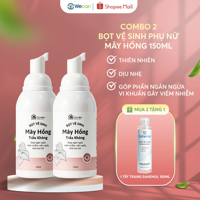 [Tặng Tẩy Trang] Combo 2 Dung Dịch Vệ Sinh Phụ Nữ Mây Hồng 150ml Cỏ Mềm Dạng Bọt Chiết Xuất Trầu Không Lô Hội