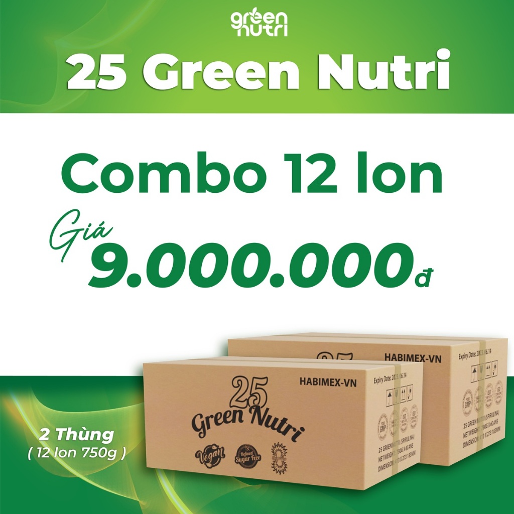 [GIÁ TỐT NHẤT] Combo 12 Lon Sữa Hạt Ngũ Cốc 25 Green Nutri Thành Phần 25 Loại Hạt Đậu - Lon 750gr