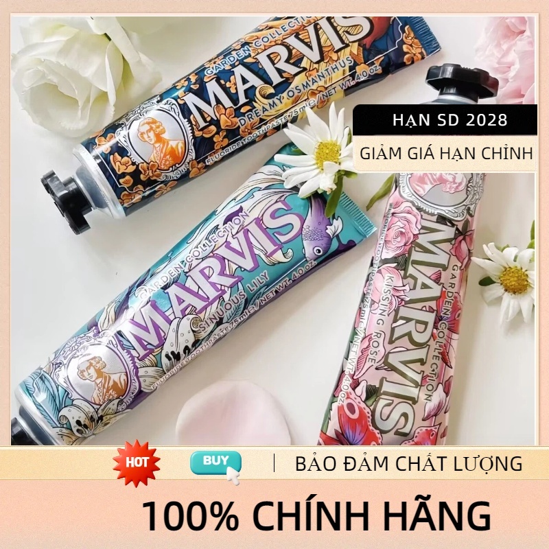 kem đánh răng marvis 75ml toothpaste kem đánh răng marvis chính hãng Whitening Mint Hơi thở thơm mát