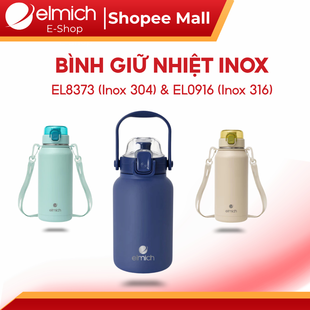 Bình Giữ Nhiệt Elmich EL8373 (Inox 304) & EL0916 (Inox 316) – Giữ Nhiệt Lâu, Chống Rò, Cao Cấp
