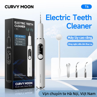 CURVYMOON T6Pro Máy Làm Sạch Răng Siêu Âm lấy cao răng tại nhà, máy cạo vôi răng cảm biến làm sáng bóng bề mặt răng