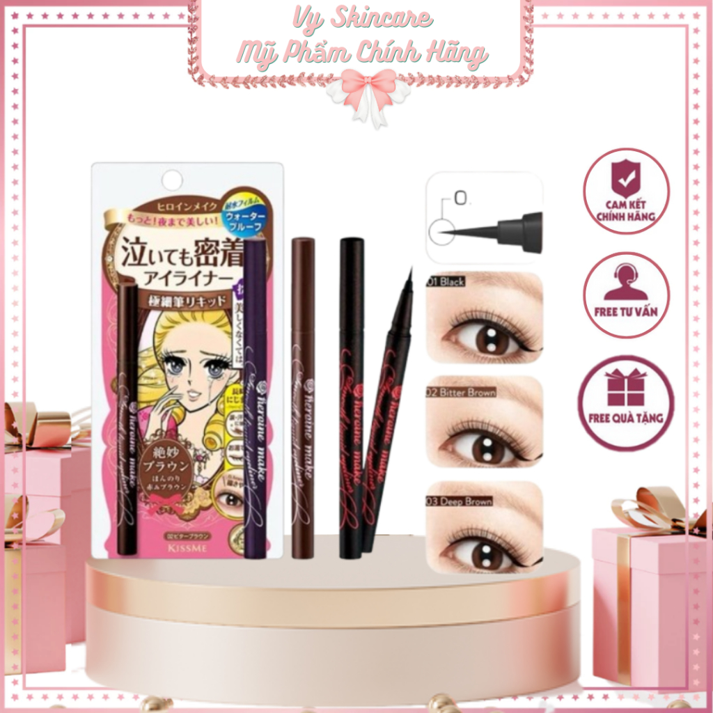 Bút Kẻ Mắt Nước Không Lem, Không Trôi Kissme Heroine Make Eyeliner Smooth Super Keep