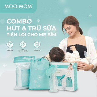 Combo Cốc Hứng Sữa Rảnh Tay Silicone + Túi Trữ Sữa MOOIMOM - Hứng Sữa Rò Rỉ Bảo Quản Sữa Mẹ Hiệu Quả
